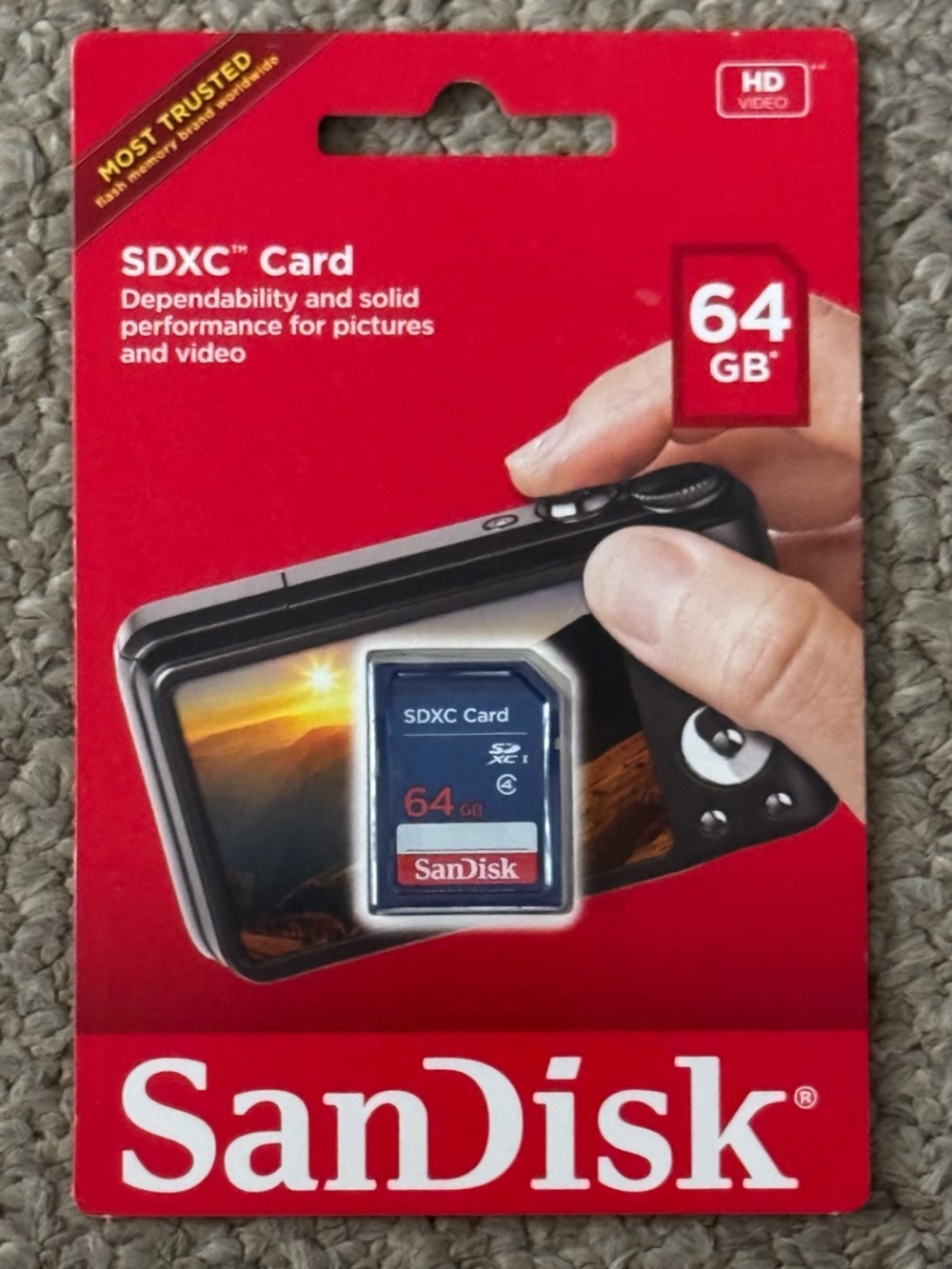 New Sealed Sandisk SDXC Memory Card 64GB HD